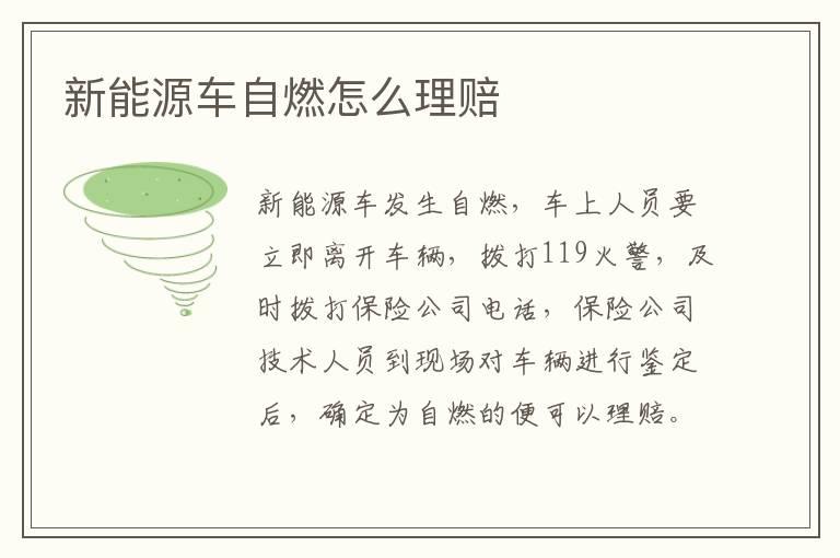 新能源车自燃怎么理赔